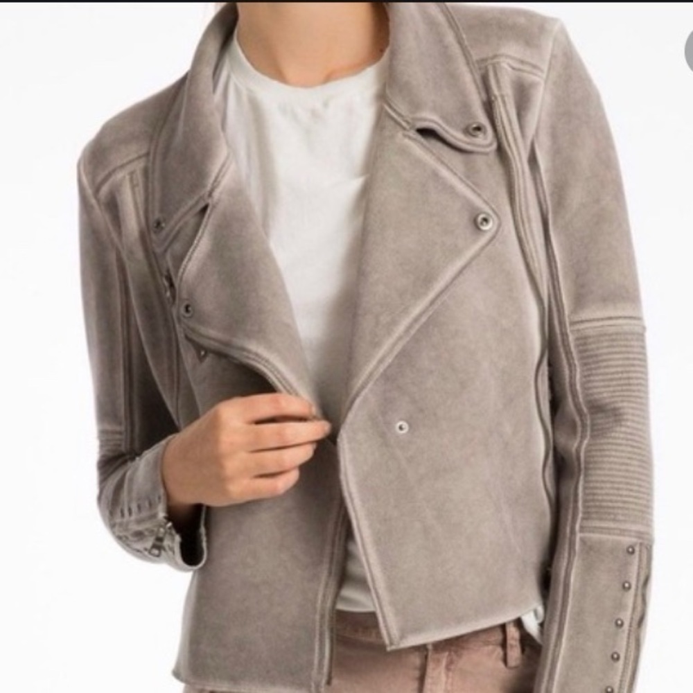 Anthropologie Marrakech Suede Moto Jacket in Light Taupe